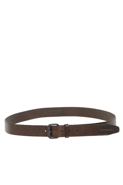 Dsquared2 Buckle Leather Belt In Brown