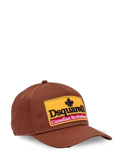 Dsquared2 Brown Cotton Hat In Hazel