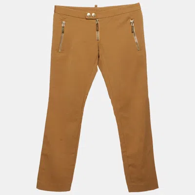 Pre-owned Dsquared2 Brown Cotton Straight Fit Pants S