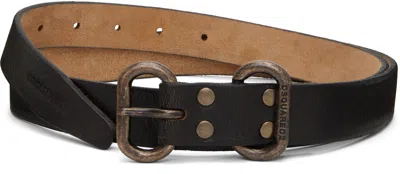Dsquared2 Brown Cracked Leather Belt In Black