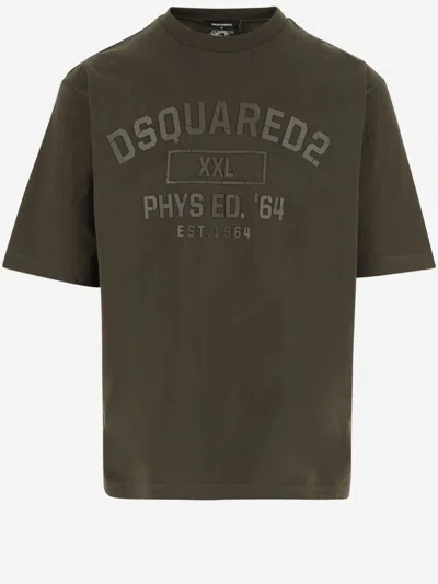 DSQUARED2 BROWN CREWNECK LOGO T-SHIRT