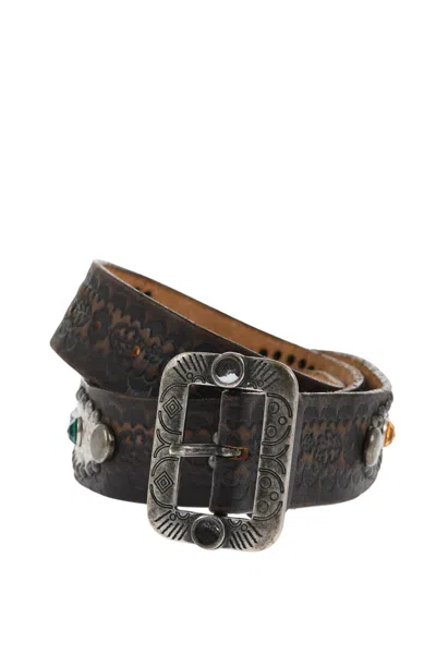 Dsquared2 Brown Embellished Casual Belt In Multi