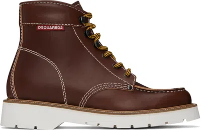 Dsquared2 Brown Explorer Ankle Boots In Bruciato