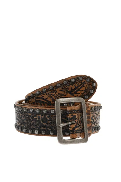 Dsquared2 Brown Flower Fever Embellished Belt