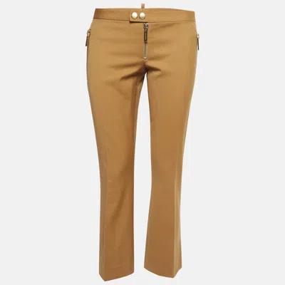 Pre-owned Dsquared2 Brown Gabardine Zipper Detail Trousers M