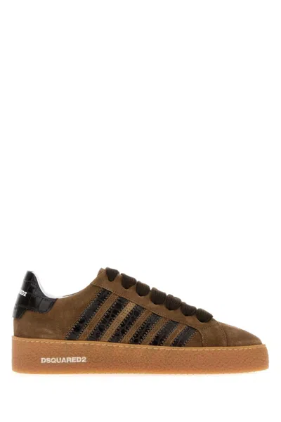 DSQUARED2 BROWN LACE UP SNEAKERS