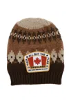Dsquared2 Brown Mixed-wool Logo Beanie Cap In Multi