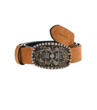 Dsquared2 Brown Solid Casual Belt In Multi