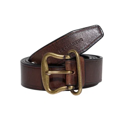 Dsquared2 Brown Solid Formal Belt In Burgundy