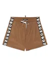 Dsquared2 Brown Swimsuit With Black And White Logo In Brown