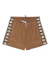 Dsquared2 Brown Swimsuit With Black And White Logo