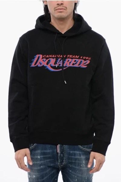Dsquared2 Brushed Cotton Canadian Team Cool Fit Hoodie In Black