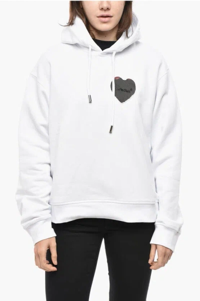 Dsquared2 Brushed Cotton Hoodie With Mesh Detail In White