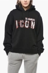 Dsquared2 Brushed Cotton Icon Hoodie With Embossed Print In Multi