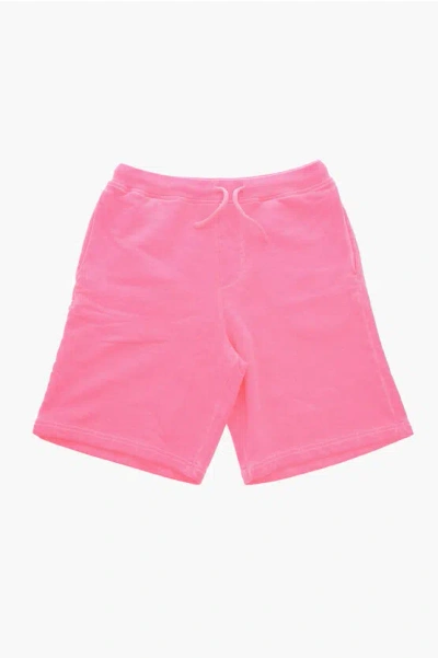 Dsquared2 Kids' Brushed Cotton Icon Shorts With Drawstring In Pink