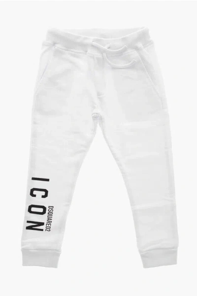 Dsquared2 Brushed Cotton Icon Sweatpants With Cuffs In White