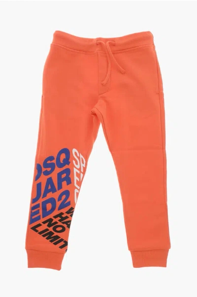 Dsquared2 Brushed Cotton Joggers With 2 Pockets In Orange