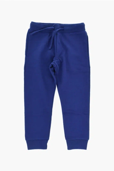 Dsquared2 Brushed Cotton Joggers With Contrasting Logo In Blue