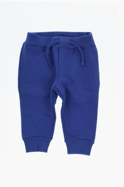Dsquared2 Babies' Brushed Cotton Joggers With Printed Logo In Blue
