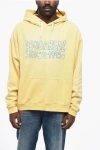 Dsquared2 Brushed Cotton Muscle Fit Hoodie With Printed Logo In Yellow