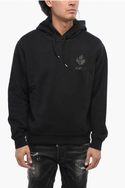 DSQUARED2 BRUSHED COTTON SCREAMING LEAF HOODIE