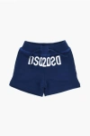 Dsquared2 Brushed Cotton Shorts With Printed Logo In Blue