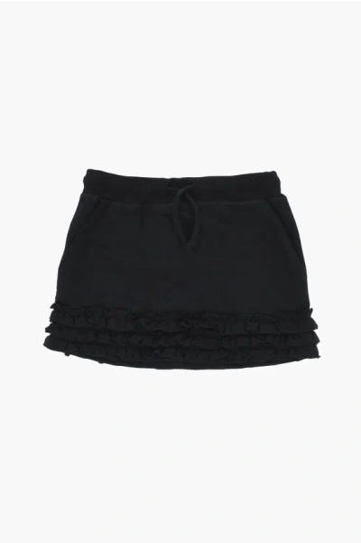 Dsquared2 Brushed Cotton Skirt With Ruffles In Black