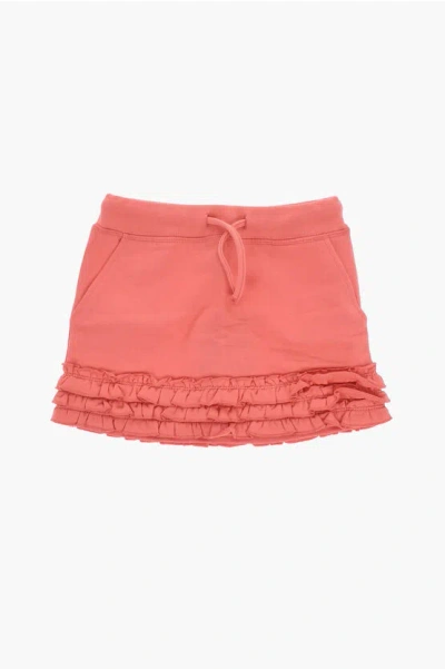 Dsquared2 Brushed Cotton Skirt With Ruffles In Red