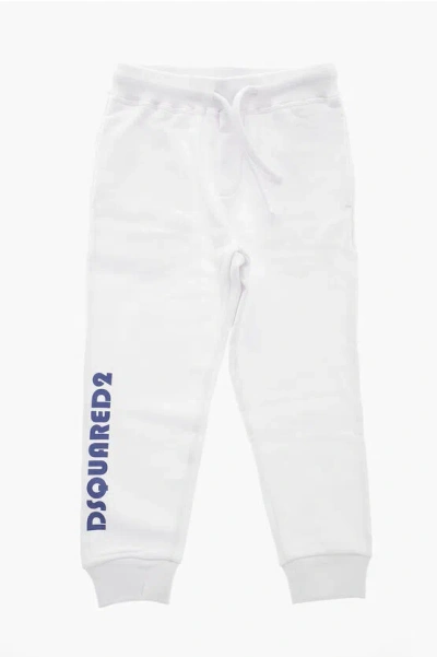 Dsquared2 Brushed Cotton Sweatpants With Print In White
