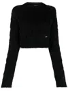 Dsquared2 Cropped Knit Pullover Long Sleeves In Black