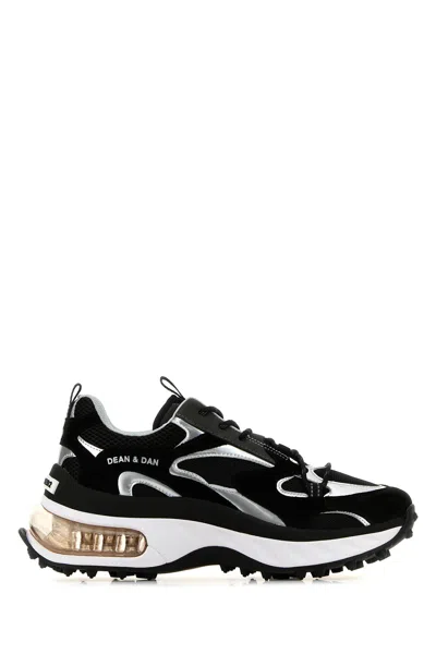 Dsquared2 Bubble Black Suede And Mesh Running Sneakers In Multi
