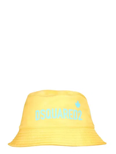 Dsquared2 印花尼龙渔夫帽 In Yellow