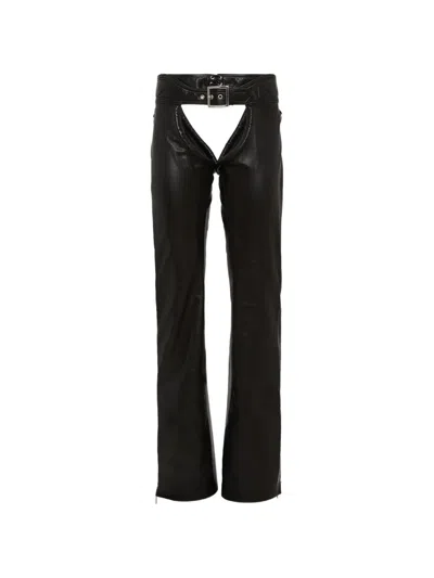 Dsquared2 Buckle Belt Leather Trousers In Black