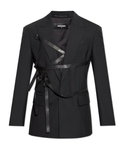 Dsquared2 Buckle-detail Blazer In Black