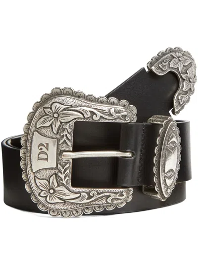 Dsquared2 Buckle Leather Belt In Black