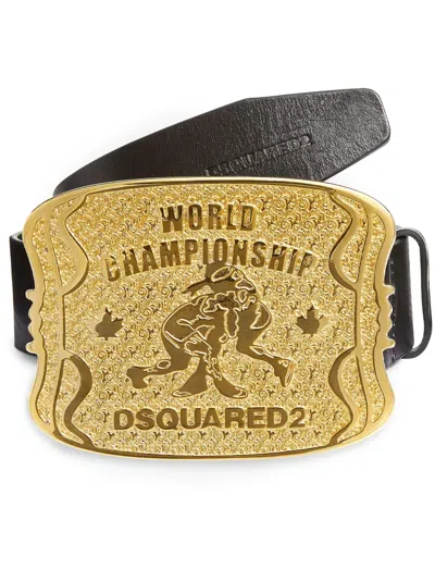 Dsquared2 Buckle Leather Belt In Black