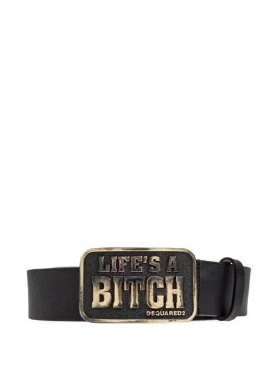 Dsquared2 Buckle Leather Belt In Black