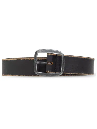 Dsquared2 Buckled Leather Belt In Nero+palladio Vintage