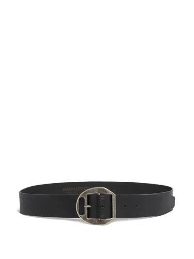 Dsquared2 Buckle-fastening Leather Belt In Black