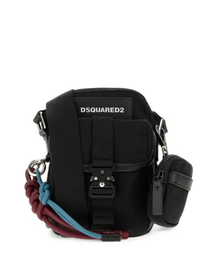 Dsquared2 Buckle-fastening Logo-patch Crossbody Bag In Black