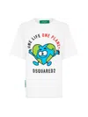 Dsquared2 Buddy Earth Logo T-shirt In White