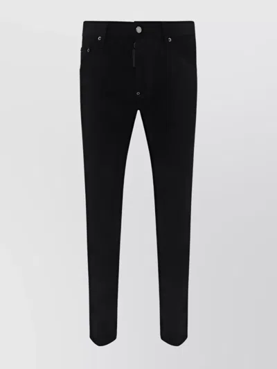 Dsquared2 Bull Cotton Jeans Contrast Stitching In Black