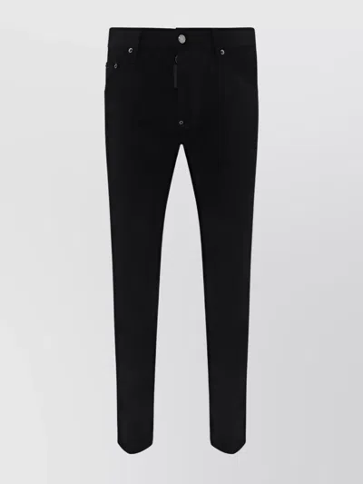 Dsquared2 Cotton Cargo Trouser With Logo Patch In Black
