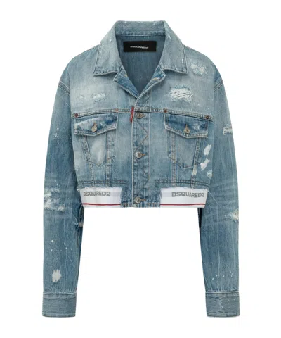 Dsquared2 Bundle Box Cropped Denim Jacket In Blue