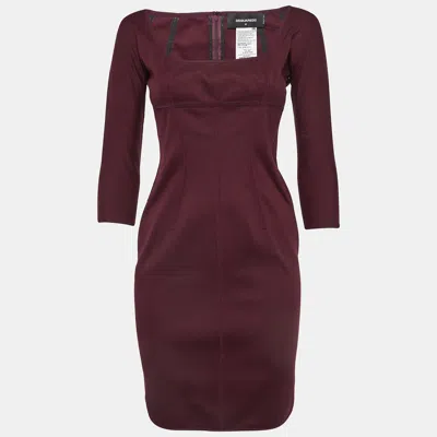 Dsquared2 Burgundy Cotton Knit Mini Dress