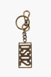Dsquared2 Burnished Effect Brass Keyring With Logoed Pendant