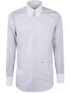 Dsquared2 Cotton Shirt With Striped Pattern And Button-down Collar In White