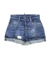 Dsquared2 Button Denim Shorts In Blue