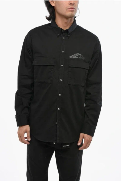 DSQUARED2 BUTTON-DOWN ICON SHIRT WITH UTILITY POCKETS