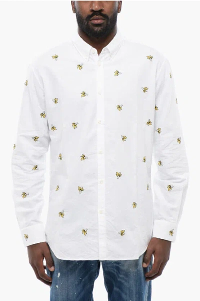 Dsquared2 Fruit-embroidered Cotton Shirt In White